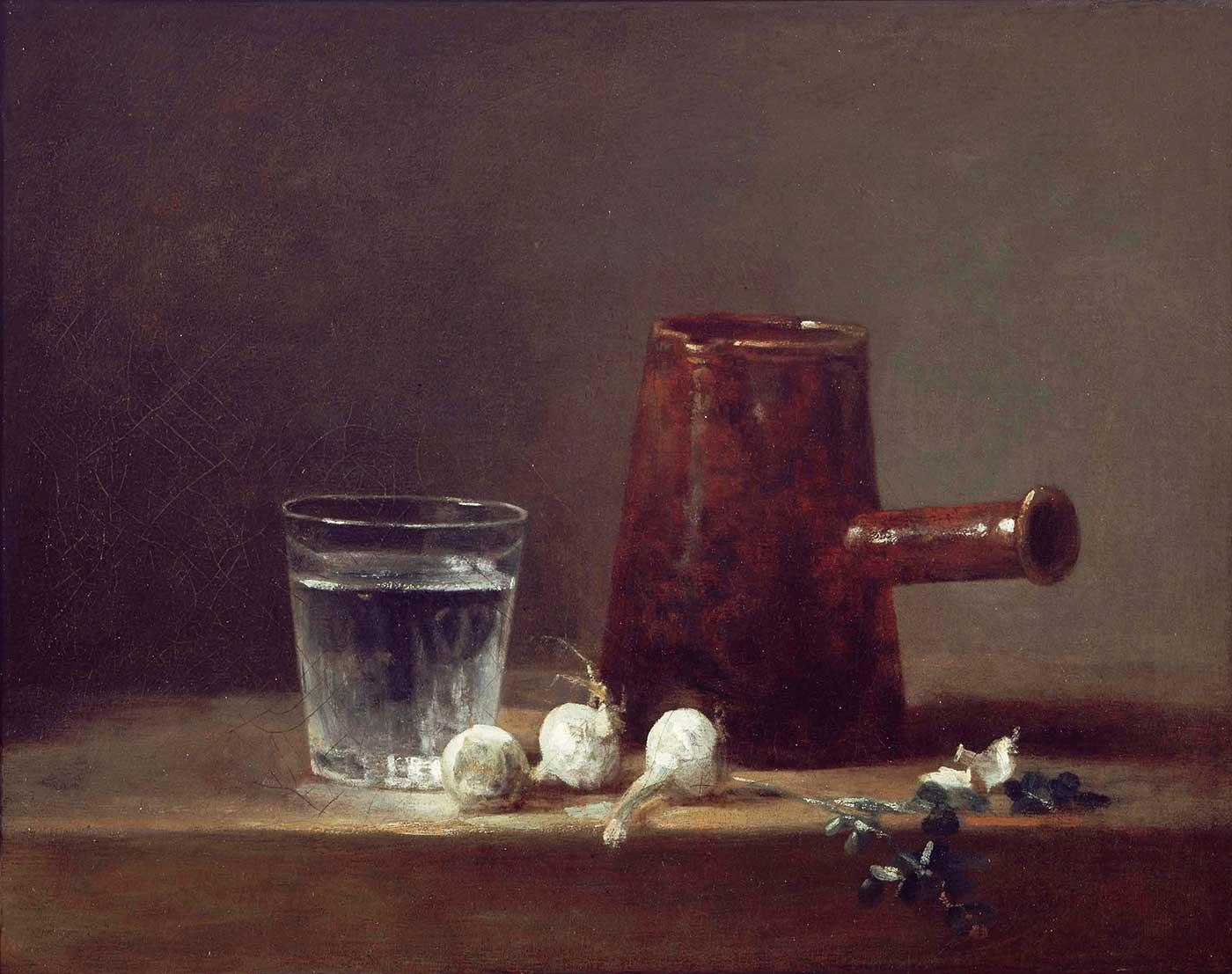 Jean Baptiste Simeon Chardin Cezve ve Su Bardağı Kanvas Tablo