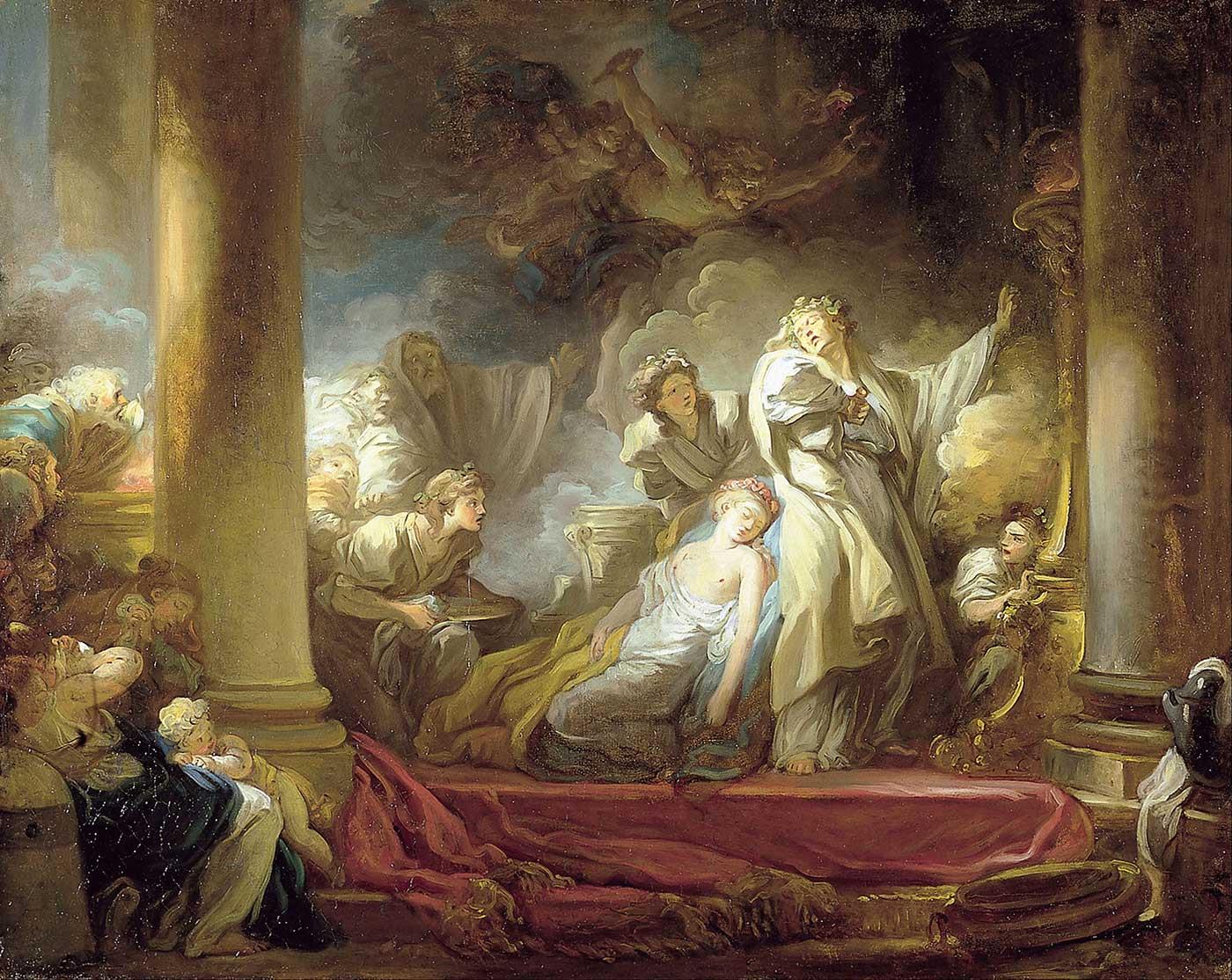 Coresus Sacrificing Himself to Save Callirhoe by Jean Honore Fragonard