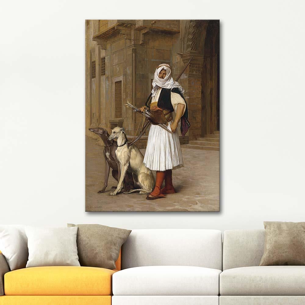 Jean Leon Gerome Arnaut with two Whippet Dogs Art Print