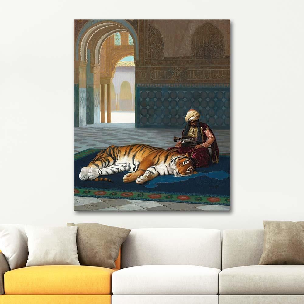 Jean Leon Gerome The Tiger And The Guardian Art Print