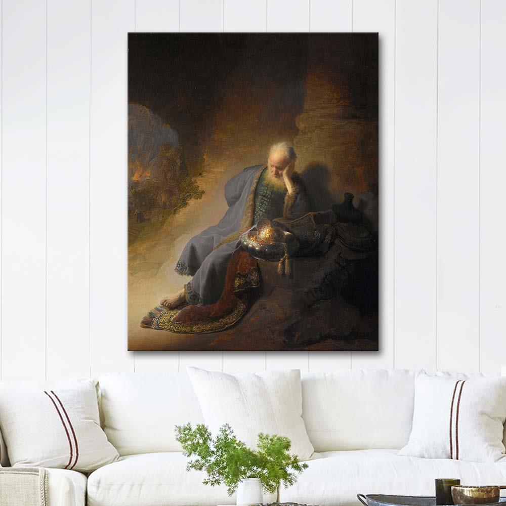 Jeremiah Lamenting the Destruction of Jerusalem by Rembrandt van Rijn as Art Print