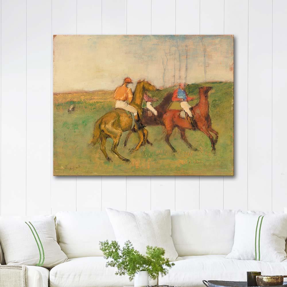 Jockeys and Race Horses by Edgar Degas as Art Print