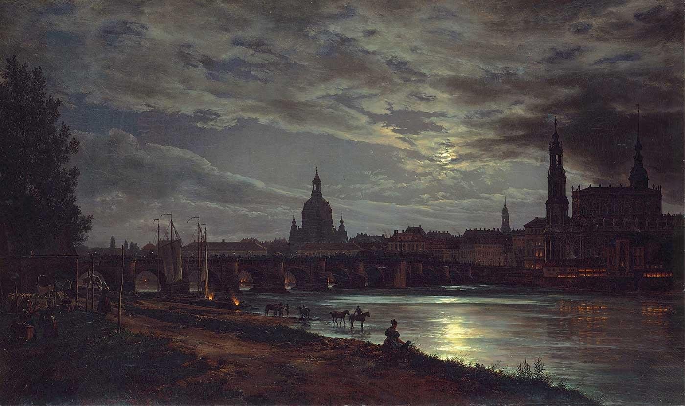 Johan Christian Dahl Dresden'den Dolunaya Bakış Kanvas Tablo