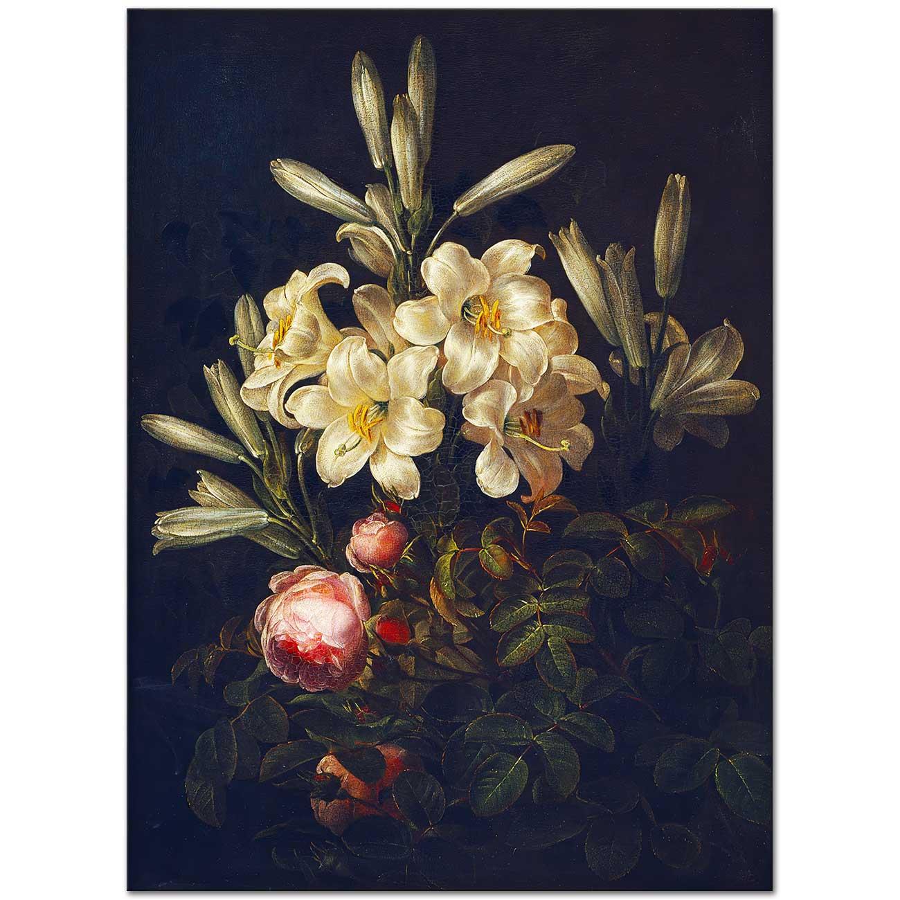 White Lilies And Roses by Johan Laurentz Jensen