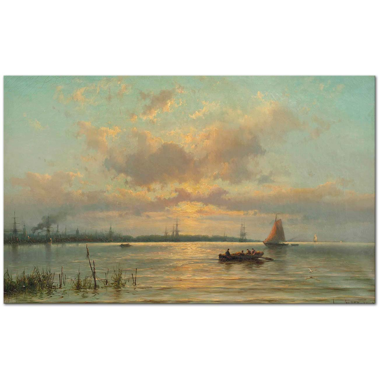 Johannes Hermanus Barend Koekkoek Ships on the Still Sea Art Print