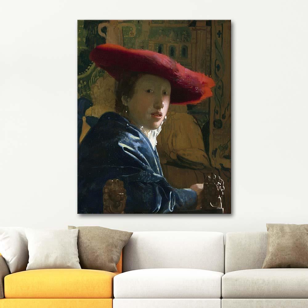 Johannes Vermeer Kırmızı Şapkalı Kız Kanvas Tablo