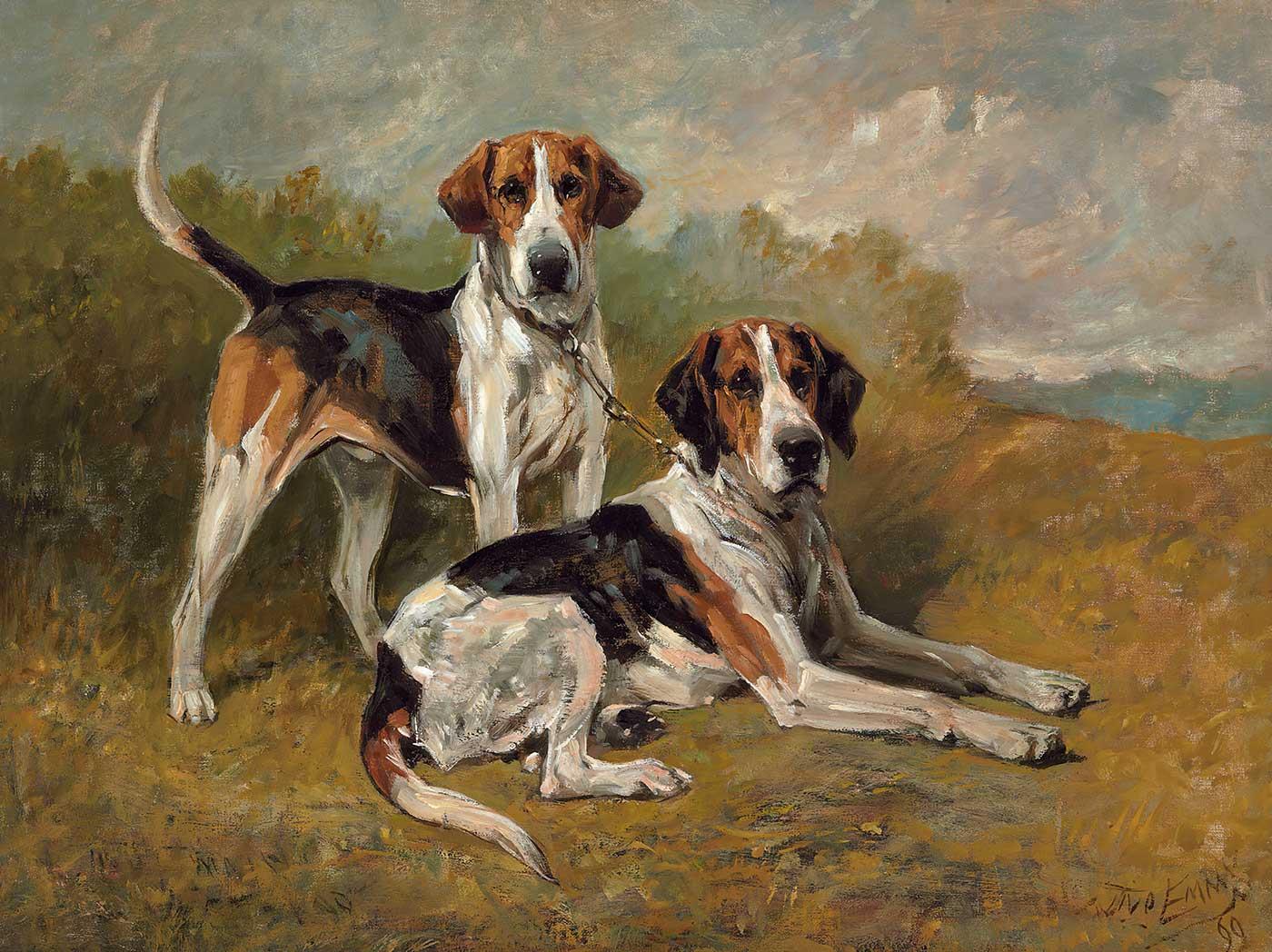 John Emms Two Hounds Resting Art Print