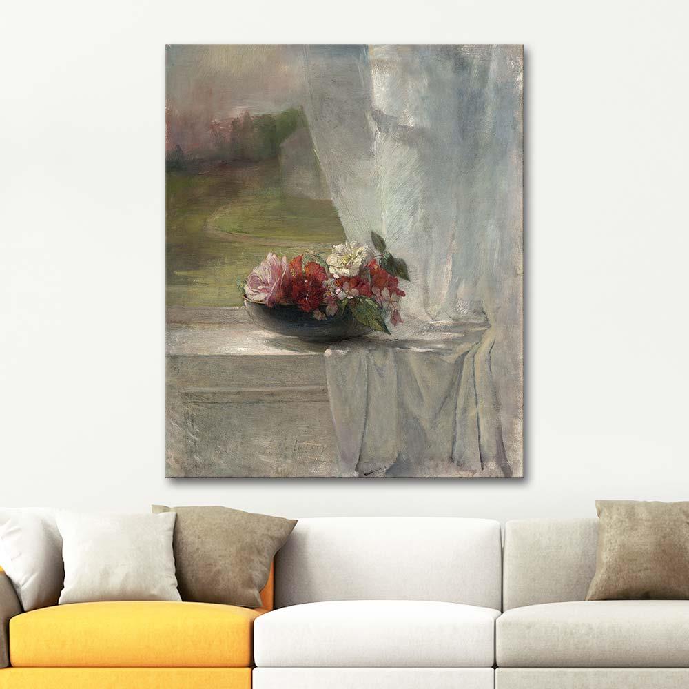 John La Farge Flowers On A Window Ledge Art Print