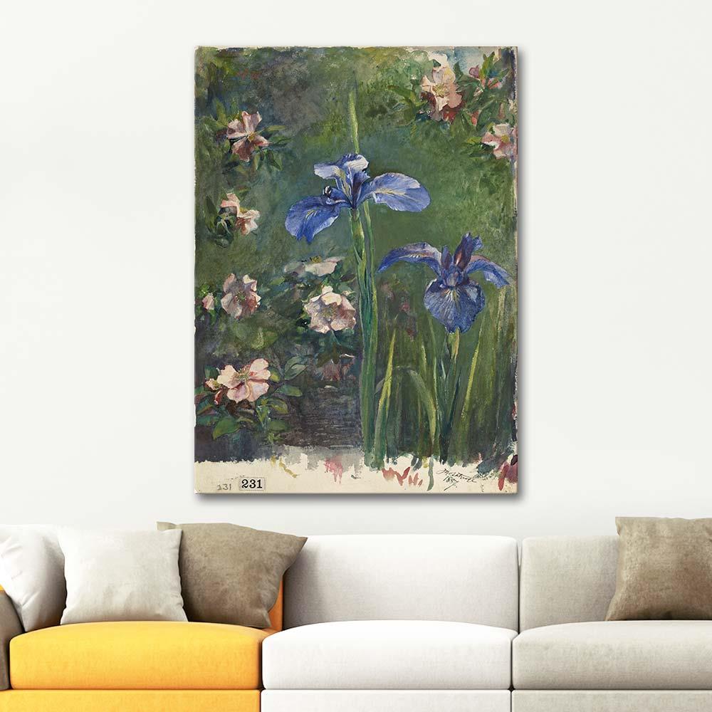 John La Farge Wild Roses And Irises Art Print