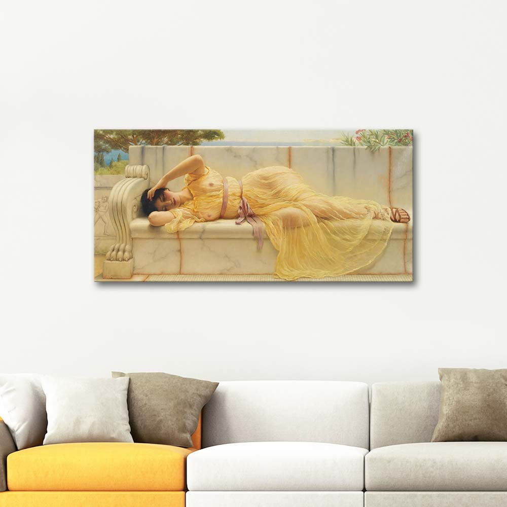 John William Godward Girl in Yellow Drapery Art Print