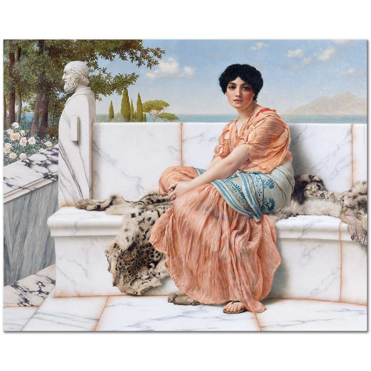 John William Godward Sappho'nun Günü Kanvas Tablo