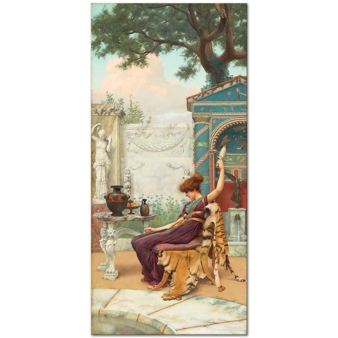 Winding Wool In A Pompeian Garden by John William Godward