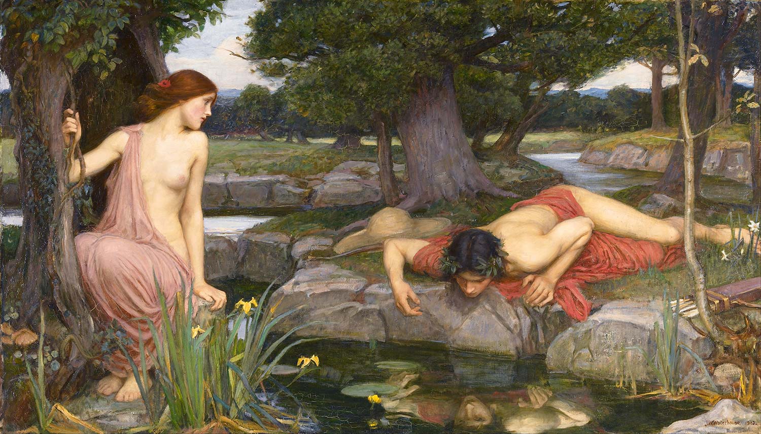 John William Waterhouse Narcissus ve Echo Kanvas Tablo