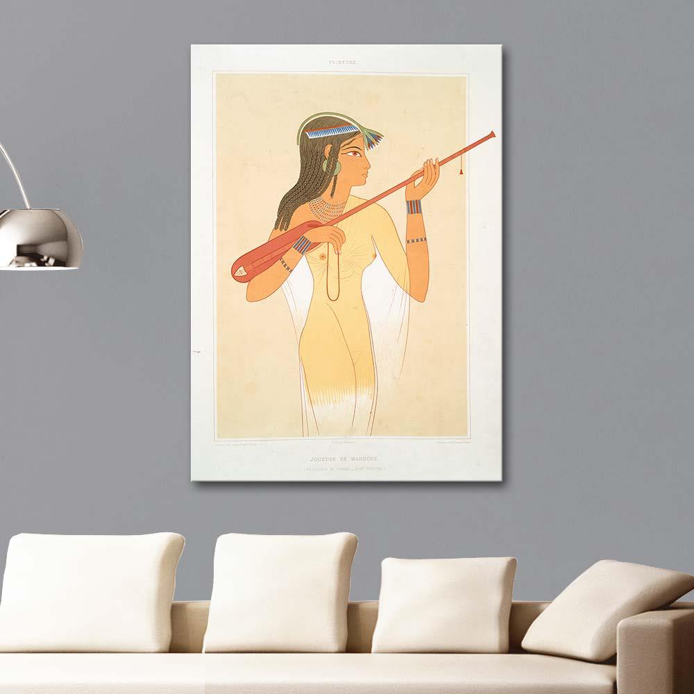 Emile Prisse d'Avennes Mandor Çalan Kadın Kanvas Tablo