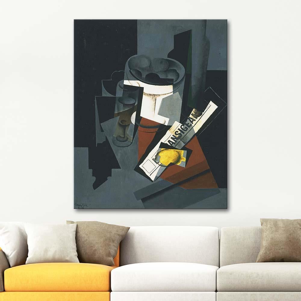 Juan Gris Meyve Tabağı Şişe ve Limon Kanvas Tablo