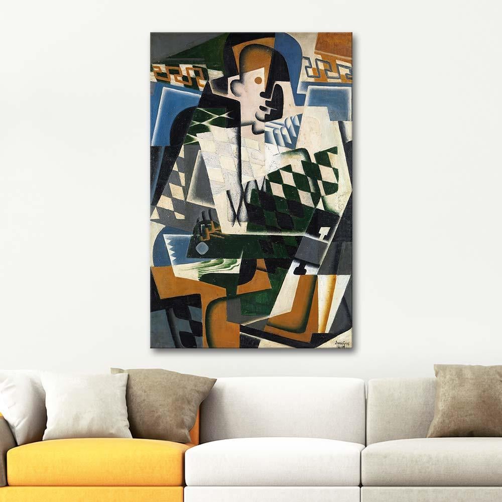 Juan Gris Palyaço Gitarı İle Kanvas Tablo