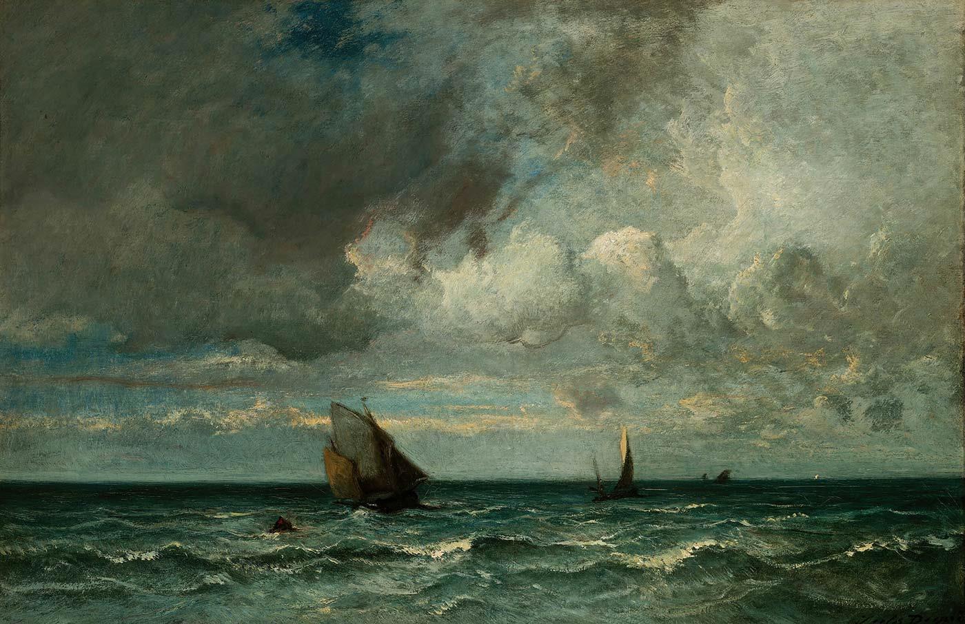 Barks Fleeing Before the Storm by Jules Dupre