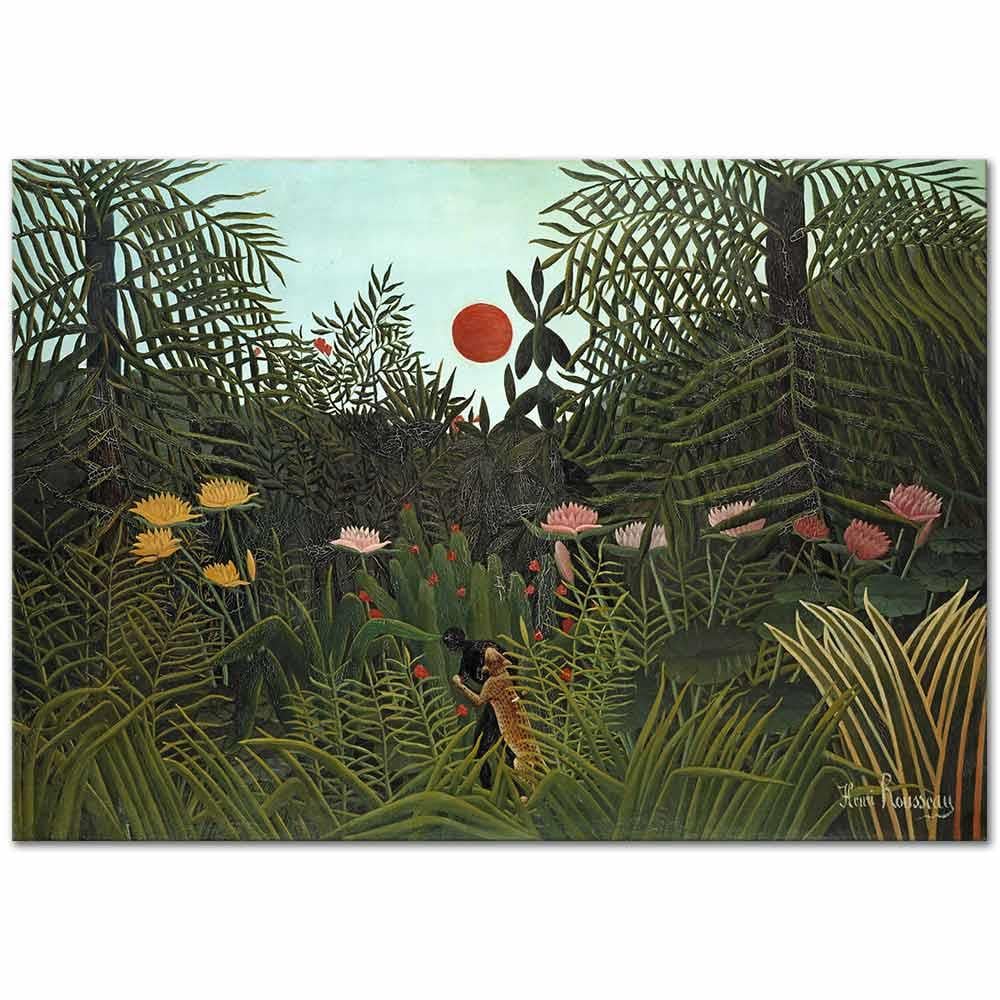 Jungle with Setting Sun by Henri Rousseau as Art Print