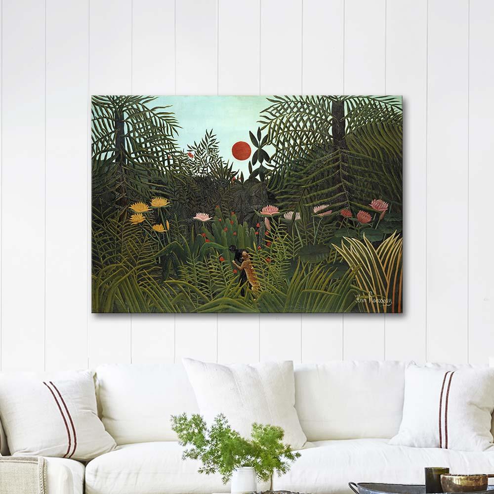 Jungle with Setting Sun by Henri Rousseau as Art Print