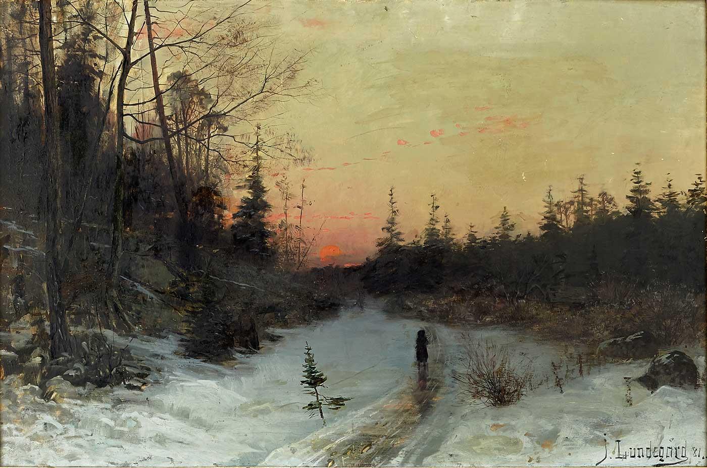 Winter Landscape in Gryningen by Justus Lundegard
