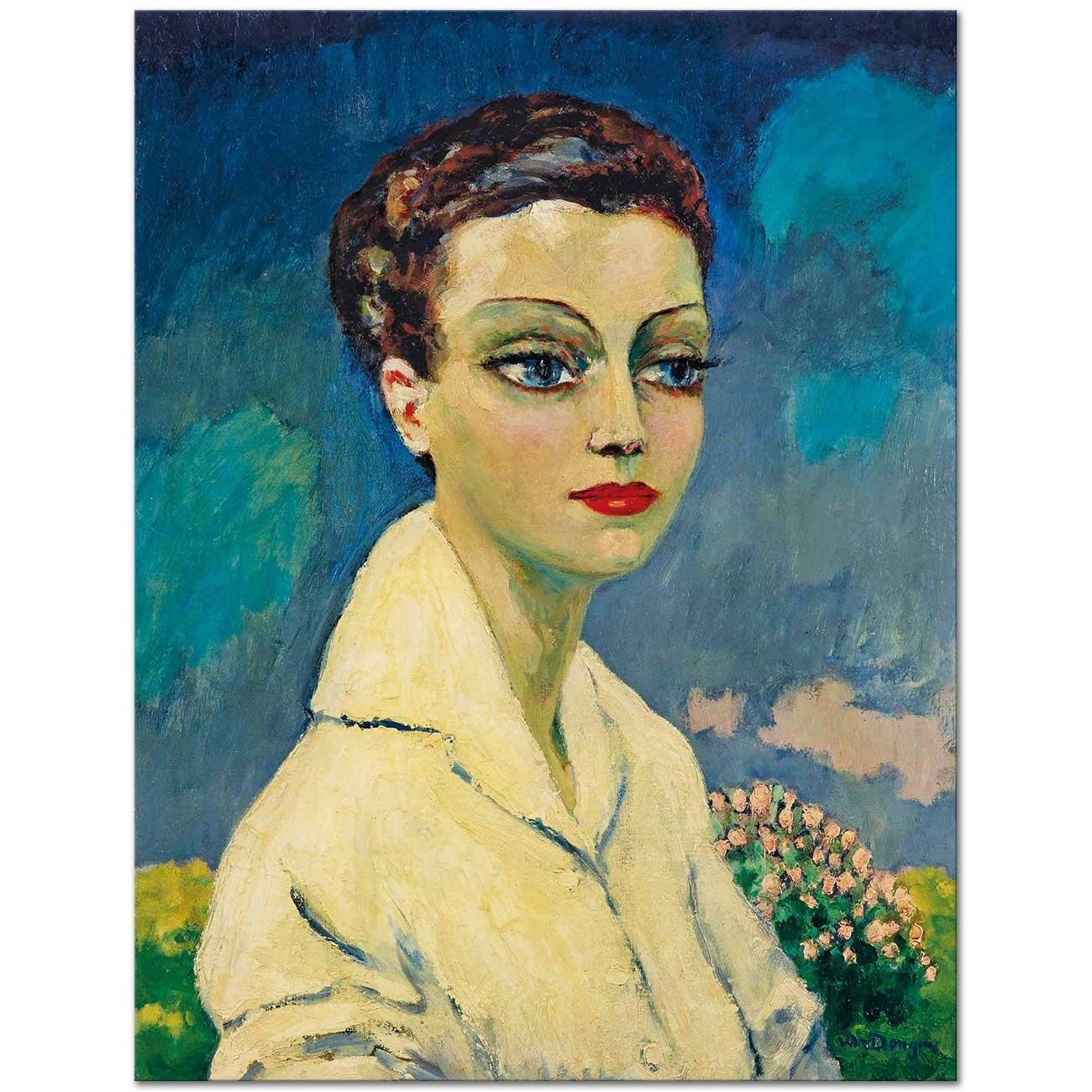 Kees van Dongen Beyaz Bluzlu Kadın Kanvas Tablo
