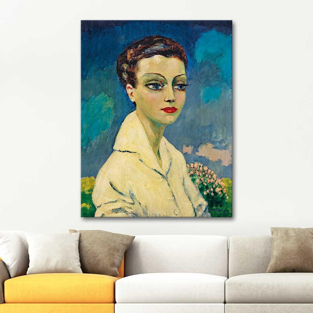 Kees van Dongen Beyaz Bluzlu Kadın Kanvas Tablo