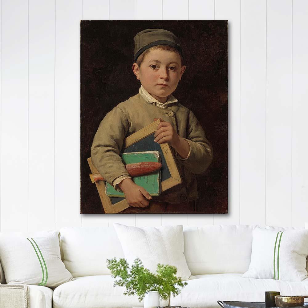 Knabe Mit Seinen Schulsachen by Albert Anker as Art Print