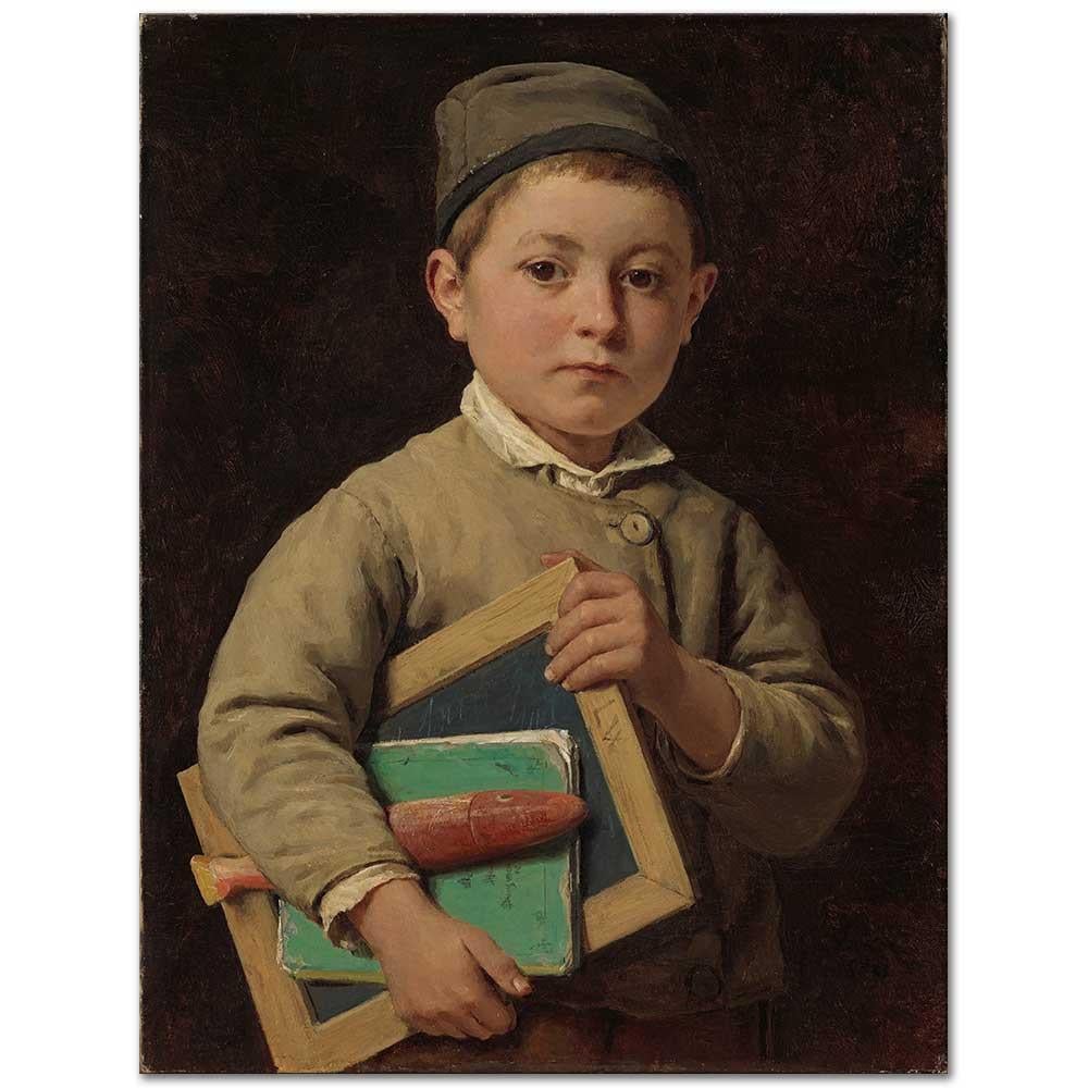 Knabe Mit Seinen Schulsachen by Albert Anker as Art Print