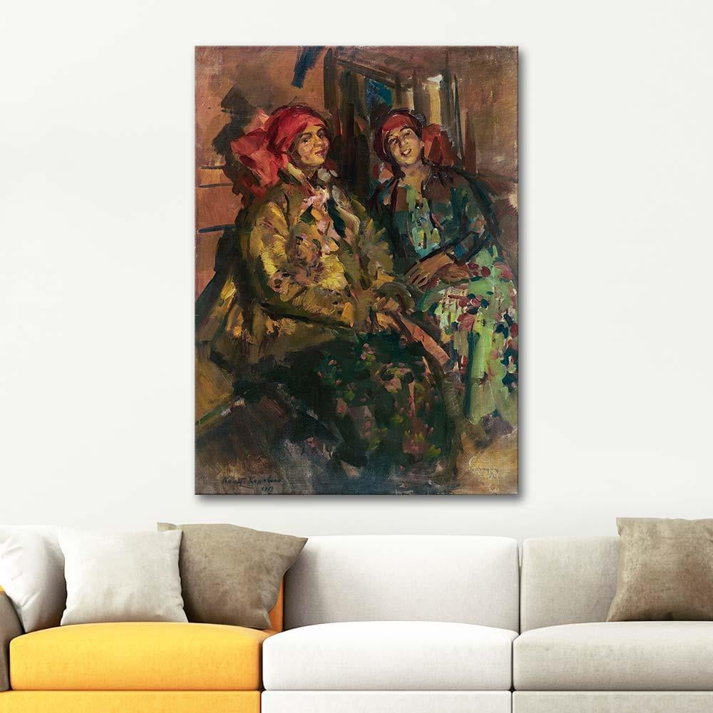 Konstantin Korovin Two Girls In Peasant Costumes Art Print