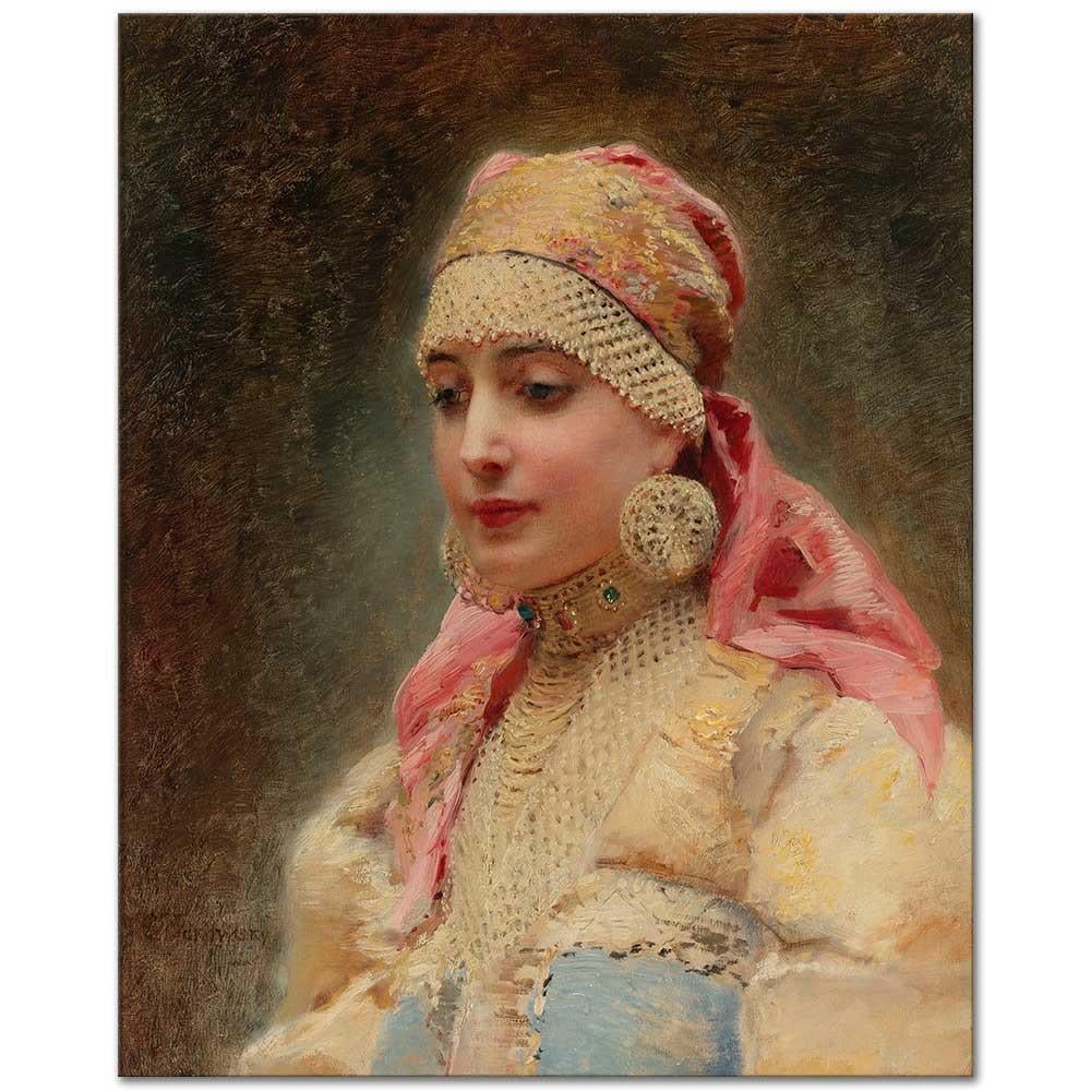 Konstantin Makovsky Rus Soylu Kadın Portresi Kanvas Tablo
