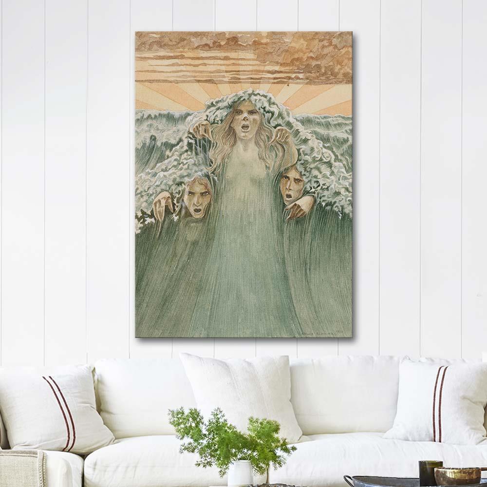 Carlos Schwabe Dalga Kanvas Tablo