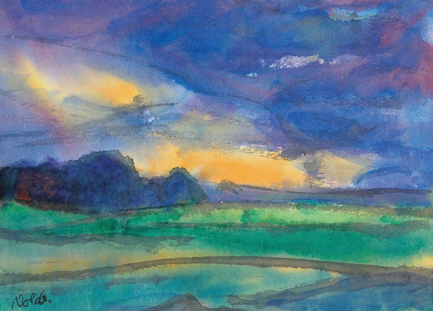 Landscape Under a Blue Evening by Emil Nolde as Art Print