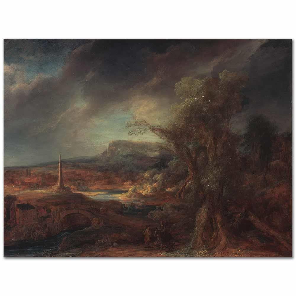 Landscape with an Obelisk by Rembrandt van Rijn as Art Print