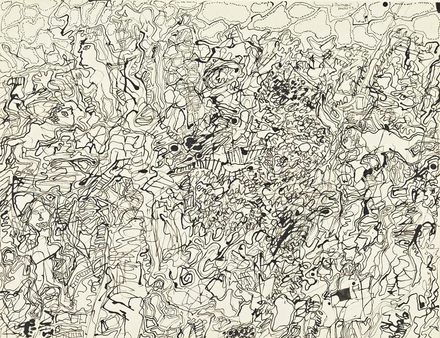 Jean Dubuffet İki Figürlü Manzara Kanvas Tablo