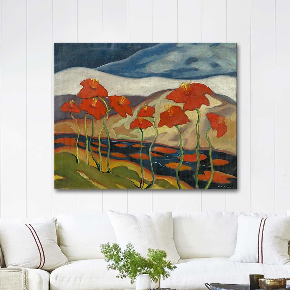 Landscape with Flowers by Zolo Palugyay as Art Print