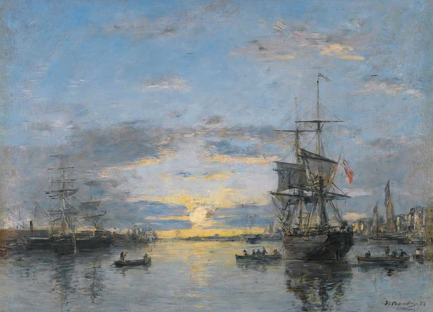 Eugene Boudin Le Havre, Gün Batımında Dış Liman Kanvas Tablo