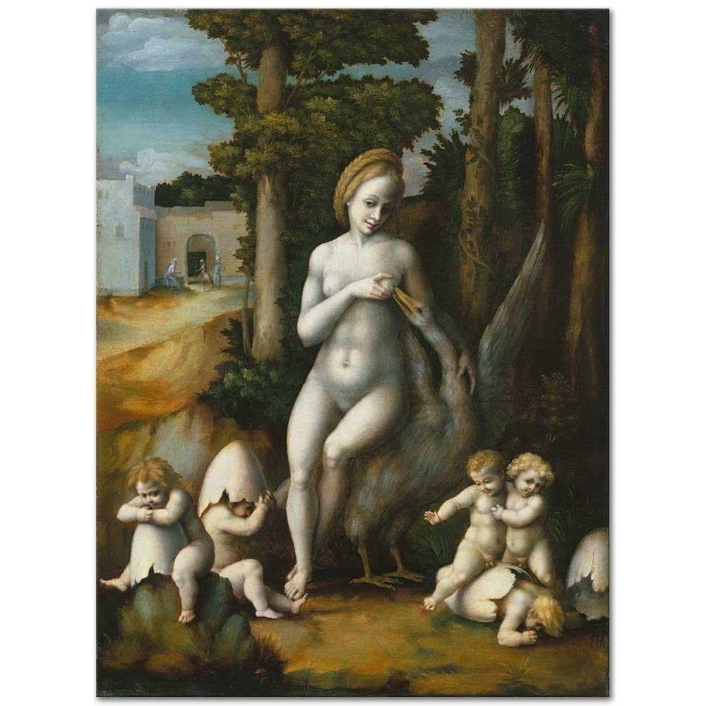 Francesco Bacchiacca Leda ve Kuğu Kanvas Tablo