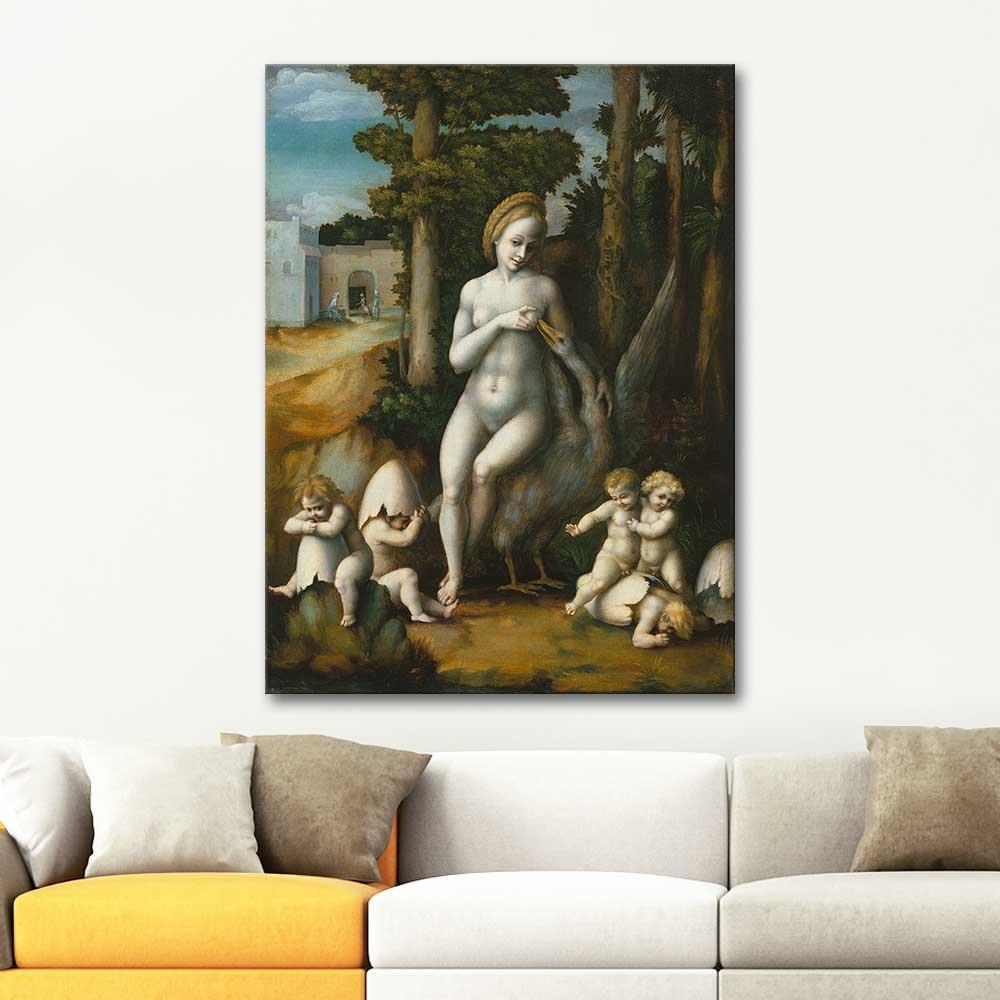 Francesco Bacchiacca Leda ve Kuğu Kanvas Tablo