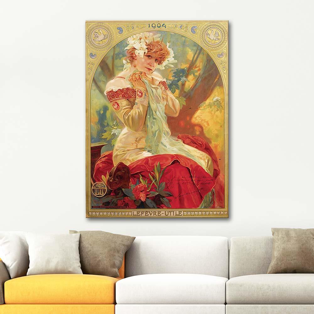 Alphonse Mucha Lefevre Utile Sarah Bernhardt Kanvas Tablo