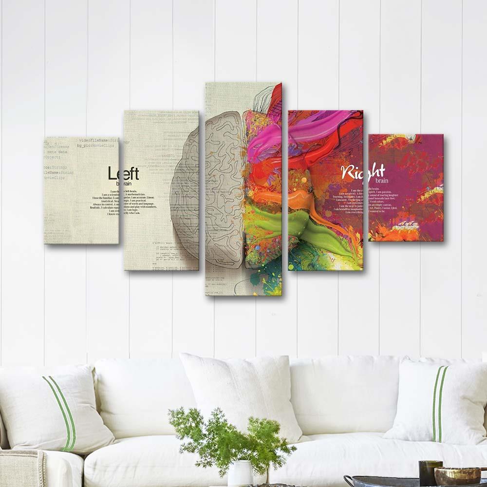 Left and Right Brain 5 Pieces Canvas Set