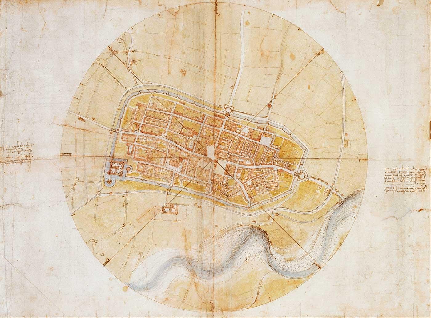 Leonardo da Vinci A Map of Imola Art Print
