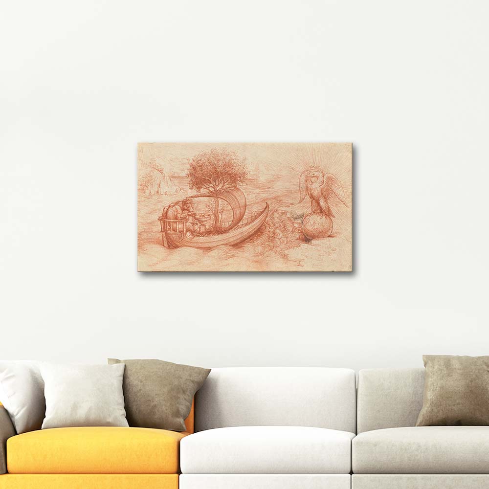 Leonardo Da Vinci Kurt ve Kartallı Allegori Kanvas Tablo