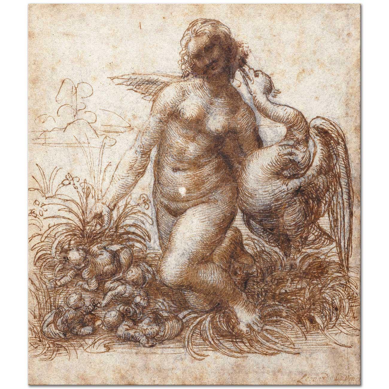 Leonardo Da Vinci Leda ve Kuğu Kanvas Tablo
