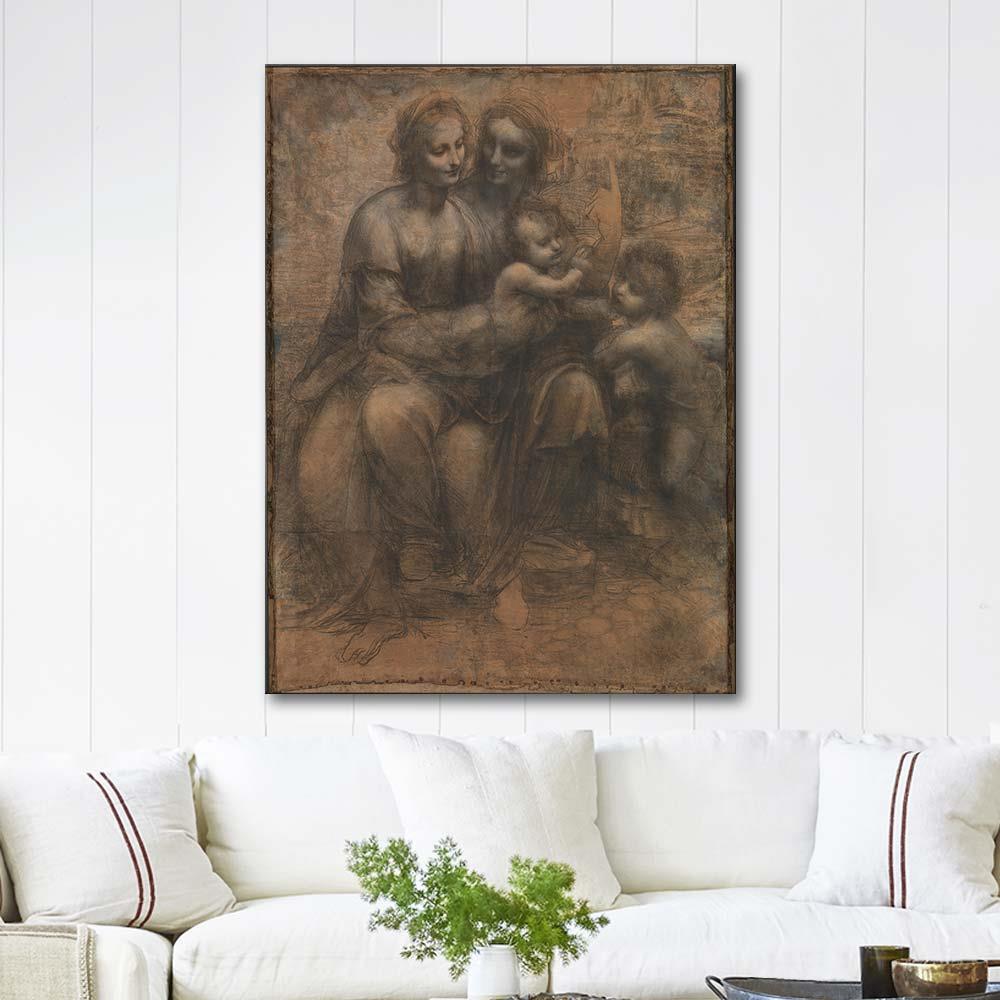 Leonardo da Vinci Meryem ve Anna ve Çocuk Yahya Kanvas Tablo
