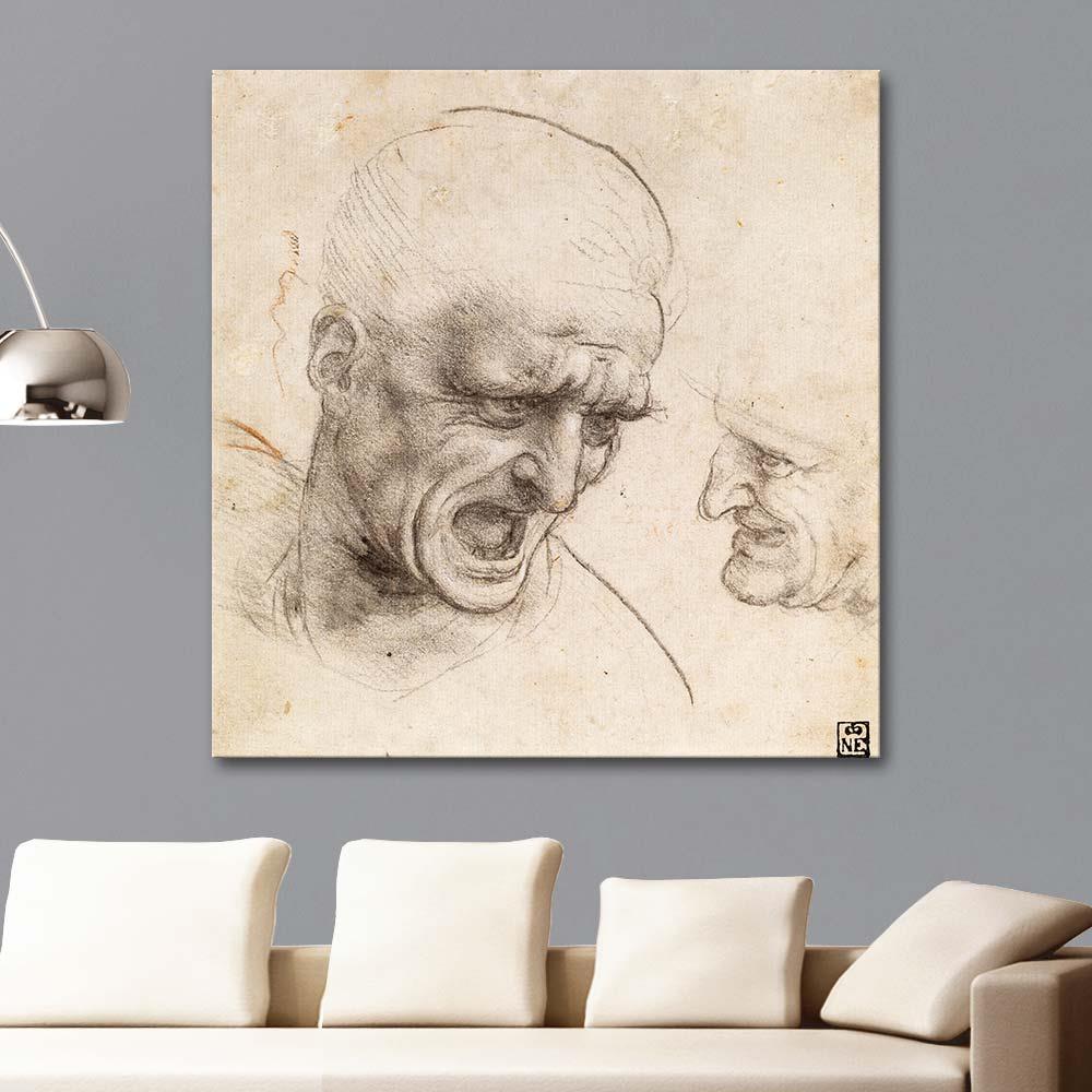 Leonardo da Vinci Studies for the Heads of Two Soldiers Art Print