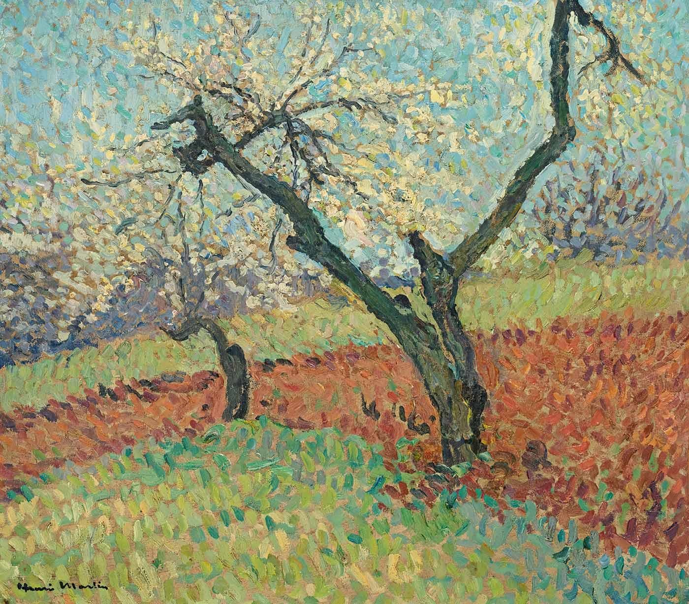 Henri Martin Erik Ağaçları Kanvas Tablo