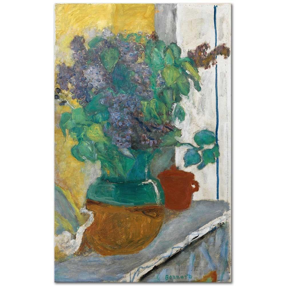 Lilas Mauve Dans Un Vase De Terre Jaune Et Vert by Pierre Bonnard
