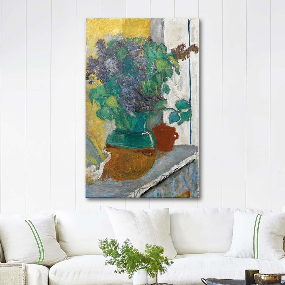 Lilas Mauve Dans Un Vase De Terre Jaune Et Vert by Pierre Bonnard as Art Print