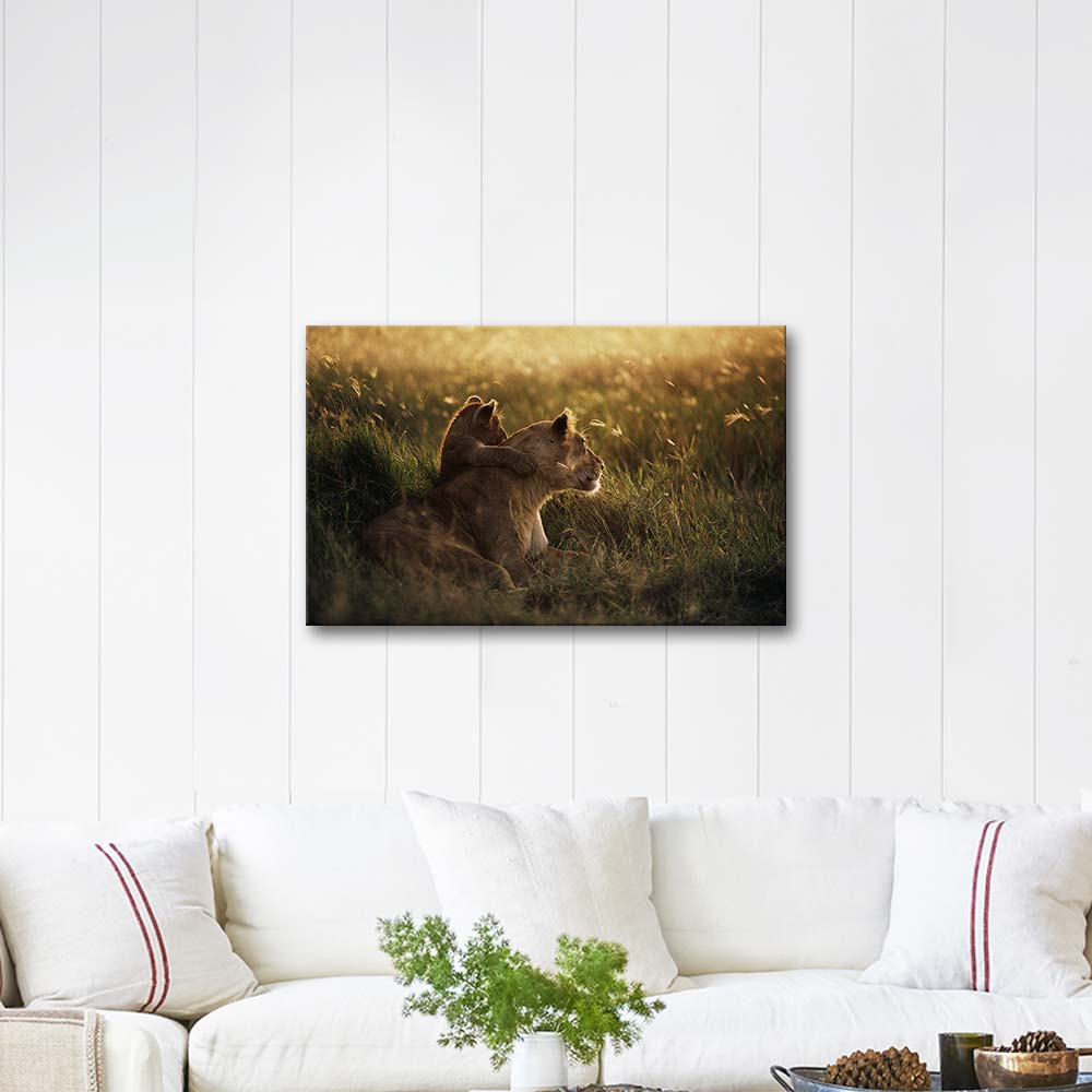 Lion And Cub Art Print