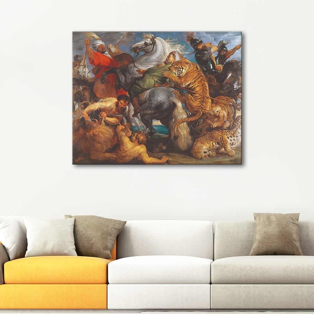 Peter Paul Rubens Aslan Kaplan ve Leopar Avı Kanvas Tablo